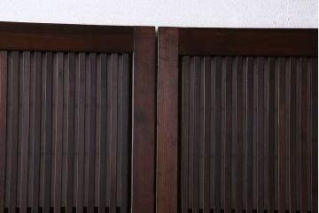 和製アンティーク　レトロな雰囲気漂う幅の狭い帯格子戸(引き戸、障子戸、建具)4枚セット