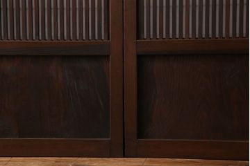 和製アンティーク　レトロな雰囲気漂う幅の狭い帯格子戸(引き戸、障子戸、建具)4枚セット