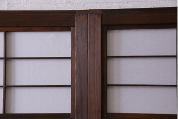 和製アンティーク　レトロな雰囲気漂う幅の狭い帯格子戸(引き戸、障子戸、建具)4枚セット