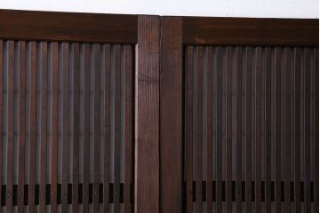 和製アンティーク　裏障子付き　上品な雰囲気漂うガラス帯格子戸(引き戸、障子戸、建具)4枚セット