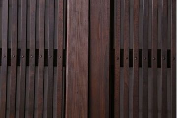 和製アンティーク　裏障子付き　上品な雰囲気漂うガラス帯格子戸(引き戸、障子戸、建具)4枚セット