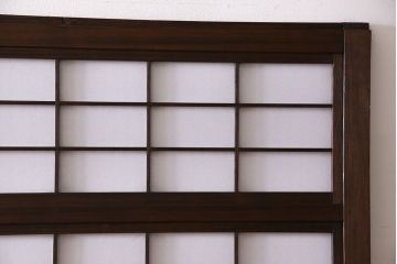 和製アンティーク　裏障子付き　上品な雰囲気漂うガラス帯格子戸(引き戸、障子戸、建具)4枚セット
