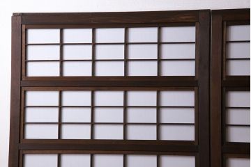 和製アンティーク　裏障子付き　上品な雰囲気漂うガラス帯格子戸(引き戸、障子戸、建具)4枚セット