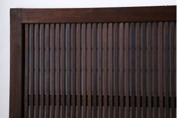和製アンティーク　裏障子付き　上品な雰囲気漂うガラス帯格子戸(引き戸、障子戸、建具)4枚セット
