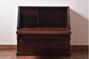 中古　松本民芸家具　和モダンなライティングビューロー(デスク、書斎机、在宅ワーク、在宅用簿記机)(定価21万)