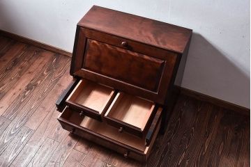 中古　松本民芸家具　和モダンなライティングビューロー(デスク、書斎机、在宅ワーク、在宅用簿記机)(定価21万)