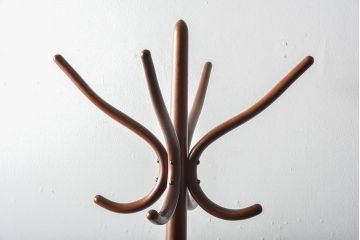 アンティーク雑貨　【W様ご成約済み・ご決済用】ビンテージ　秋田木工　木製　品のある傘立て付きポールハンガー(帽子掛け)