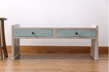 ペイント家具　可愛らしい色合いのアンティークローテーブル(座卓、文机、ローボード)