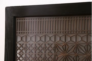 アンティーク雑貨　両面ガラス入り!大正昭和期の古いアンティーク欄間(明かり取り、明り取り)