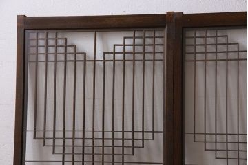 アンティーク雑貨　大正昭和期の古いアンティーク書院ガラス戸(引き戸、窓)4枚セット