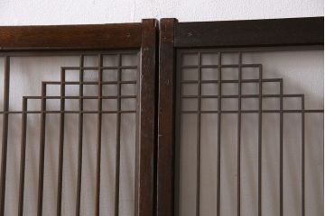 アンティーク雑貨　大正昭和期の古いアンティーク書院ガラス戸(引き戸、窓)4枚セット