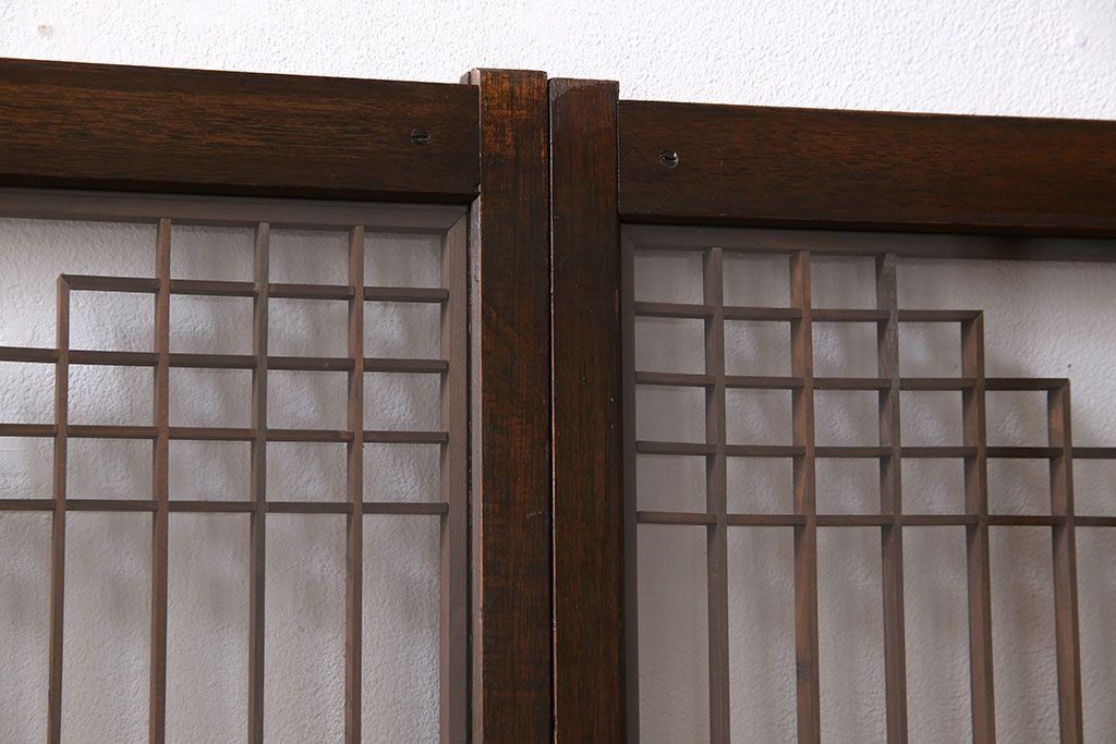 アンティーク雑貨　大正昭和期の古いアンティーク書院ガラス戸(引き戸、窓)4枚セット