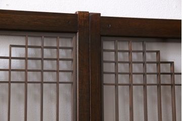 アンティーク雑貨　大正昭和期の古いアンティーク書院ガラス戸(引き戸、窓)4枚セット