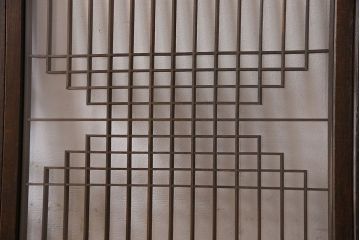 アンティーク雑貨　大正昭和期の古いアンティーク書院ガラス戸(引き戸、窓)4枚セット