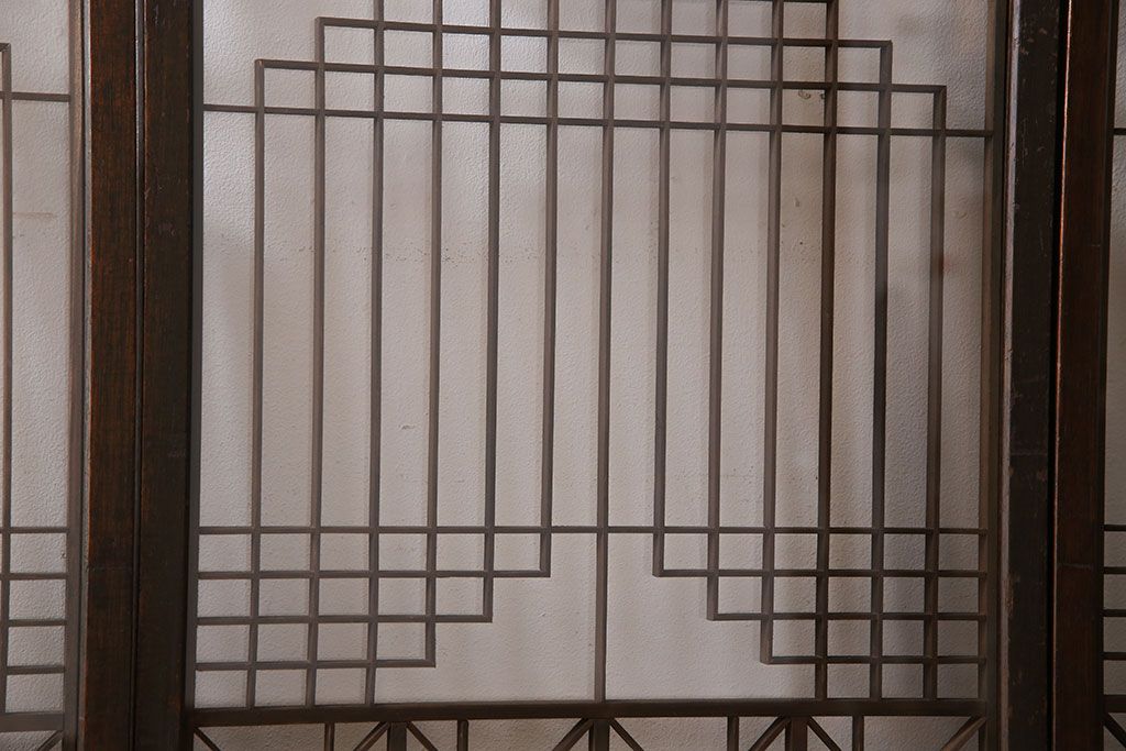 アンティーク雑貨　大正昭和期の古いアンティーク書院ガラス戸(引き戸、窓)4枚セット