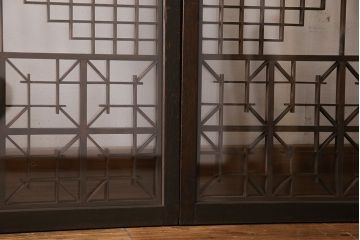 アンティーク雑貨　大正昭和期の古いアンティーク書院ガラス戸(引き戸、窓)4枚セット