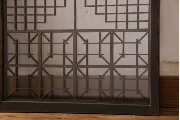 アンティーク雑貨　大正昭和期の古いアンティーク書院ガラス戸(引き戸、窓)4枚セット