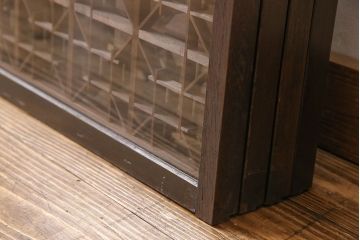 アンティーク雑貨　大正昭和期の古いアンティーク書院ガラス戸(引き戸、窓)4枚セット