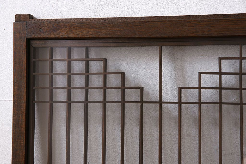 アンティーク雑貨　大正昭和期の古いアンティーク書院ガラス戸(引き戸、窓)4枚セット