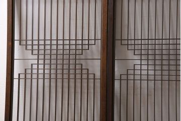 アンティーク雑貨　大正昭和期の古いアンティーク書院ガラス戸(引き戸、窓)4枚セット