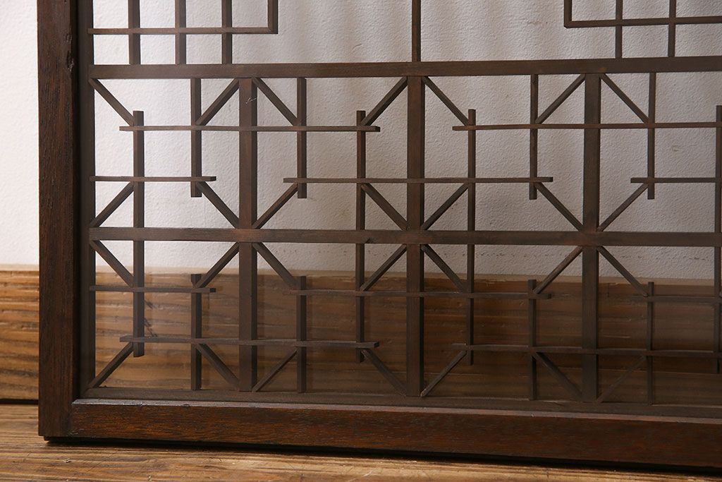 アンティーク雑貨　大正昭和期の古いアンティーク書院ガラス戸(引き戸、窓)4枚セット