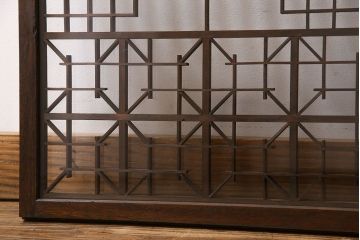 アンティーク雑貨　大正昭和期の古いアンティーク書院ガラス戸(引き戸、窓)4枚セット