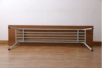 ペイント家具　天板オーク材　ナチュラルな雰囲気漂う鉄脚テーブル(サイドテーブル)