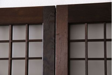 和製アンティーク　上品なデザインが目を引くガラス戸(引き戸、建具)4枚セット