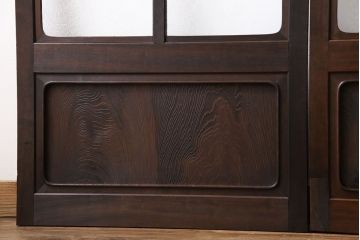 和製アンティーク　上品なデザインが目を引くガラス戸(引き戸、建具)4枚セット