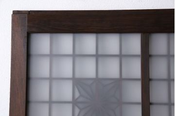 和製アンティーク　上品なデザインが目を引くガラス戸(引き戸、建具)4枚セット