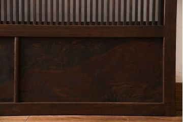 和製アンティーク　杉材　上品な和の雰囲気漂う裏障子付き格子戸(ガラス帯戸、引き戸、建具)2枚セット