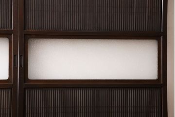 和製アンティーク　細かな格子が美しい万本格子戸(引き戸、建具、ガラス帯戸、障子戸)2枚セット(R-026944)
