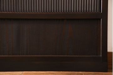 和製アンティーク　細かな格子が美しい万本格子戸(引き戸、建具、ガラス帯戸、障子戸)2枚セット(R-026944)