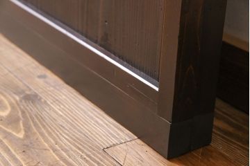 和製アンティーク　細かな格子が美しい万本格子戸(引き戸、建具、ガラス帯戸、障子戸)2枚セット(R-026944)