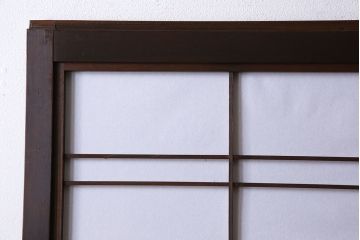 和製アンティーク　細かな格子が美しい万本格子戸(引き戸、建具、ガラス帯戸、障子戸)2枚セット(R-026944)