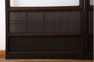 和製アンティーク　細かな格子が美しい万本格子戸(引き戸、建具、ガラス帯戸、障子戸)2枚セット(R-026944)