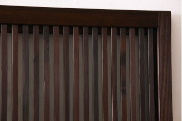 和製アンティーク　和モダンな雰囲気漂う裏ガラス入り格子戸(引き戸、建具)4枚セット