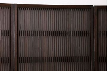 和製アンティーク　和モダンな雰囲気漂う裏ガラス入り格子戸(引き戸、建具)4枚セット