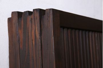 和製アンティーク　和モダンな雰囲気漂う裏ガラス入り格子戸(引き戸、建具)4枚セット