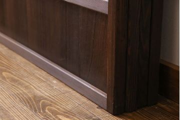 和製アンティーク　和モダンな雰囲気漂う裏ガラス入り格子戸(引き戸、建具)4枚セット