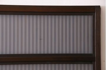 和製アンティーク　和モダンな雰囲気漂う裏ガラス入り格子戸(引き戸、建具)4枚セット