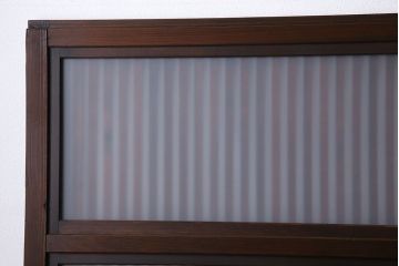 和製アンティーク　和モダンな雰囲気漂う裏ガラス入り格子戸(引き戸、建具)4枚セット