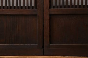 和製アンティーク　和モダンな雰囲気漂う裏ガラス入り格子戸(引き戸、建具)4枚セット(1)