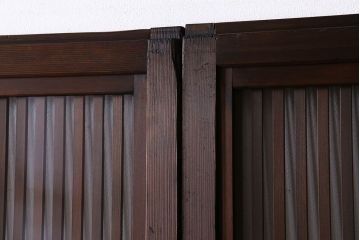 和製アンティーク　和モダンな雰囲気漂う裏ガラス入り格子戸(引き戸、建具)4枚セット(1)