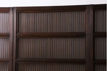 和製アンティーク　和モダンな雰囲気漂う裏ガラス入り格子戸(引き戸、建具)4枚セット(1)