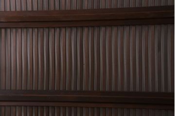 和製アンティーク　和モダンな雰囲気漂う裏ガラス入り格子戸(引き戸、建具)4枚セット(1)