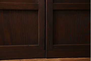 和製アンティーク　和モダンな雰囲気漂う裏ガラス入り格子戸(引き戸、建具)4枚セット(1)