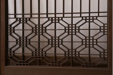 和製アンティーク　組子が印象的な和の雰囲気漂う書院引き戸(窓、建具)4枚セット