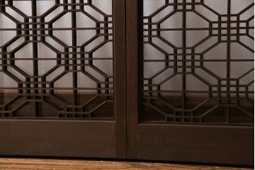 和製アンティーク　組子が印象的な和の雰囲気漂う書院引き戸(窓、建具)4枚セット