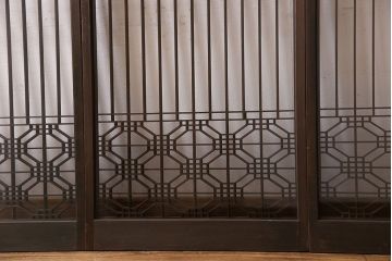 和製アンティーク　組子が印象的な和の雰囲気漂う書院引き戸(窓、建具)4枚セット